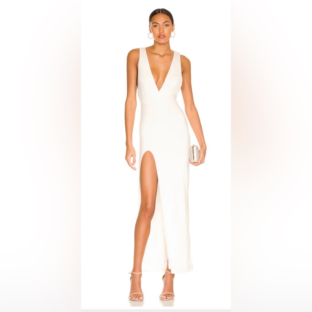 Erika Deep V Jersey Maxi in Ivory